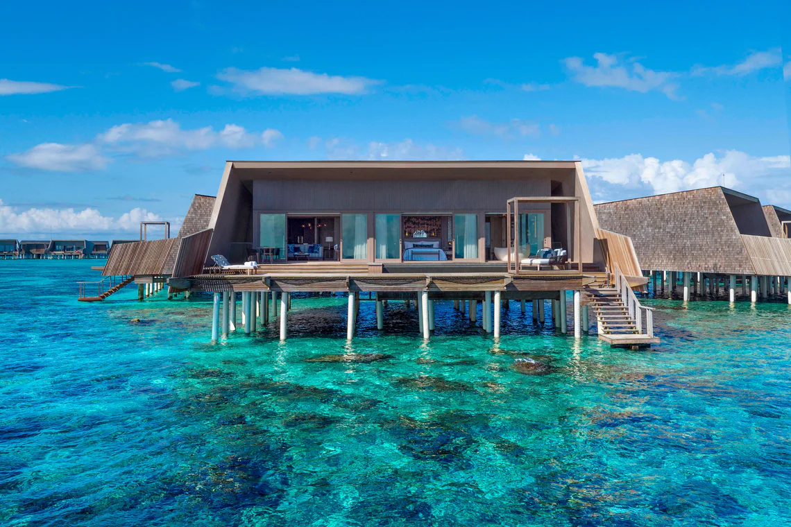 Overwater villas above the lagoon